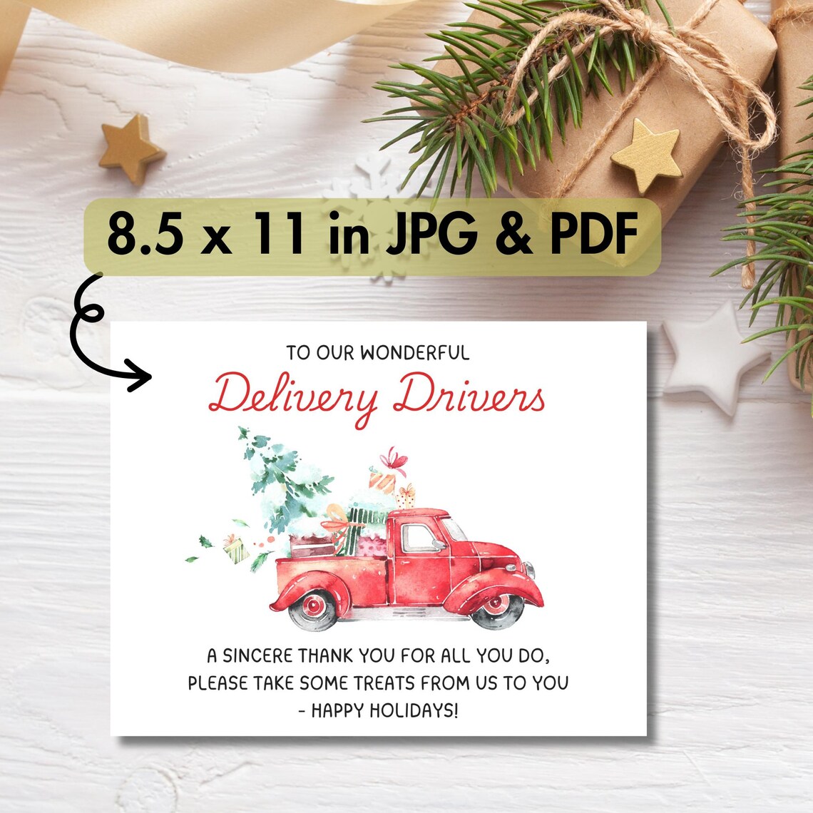 Thank You Delivery Drivers Sign Red Truck Christmas Treat Print - Image 3