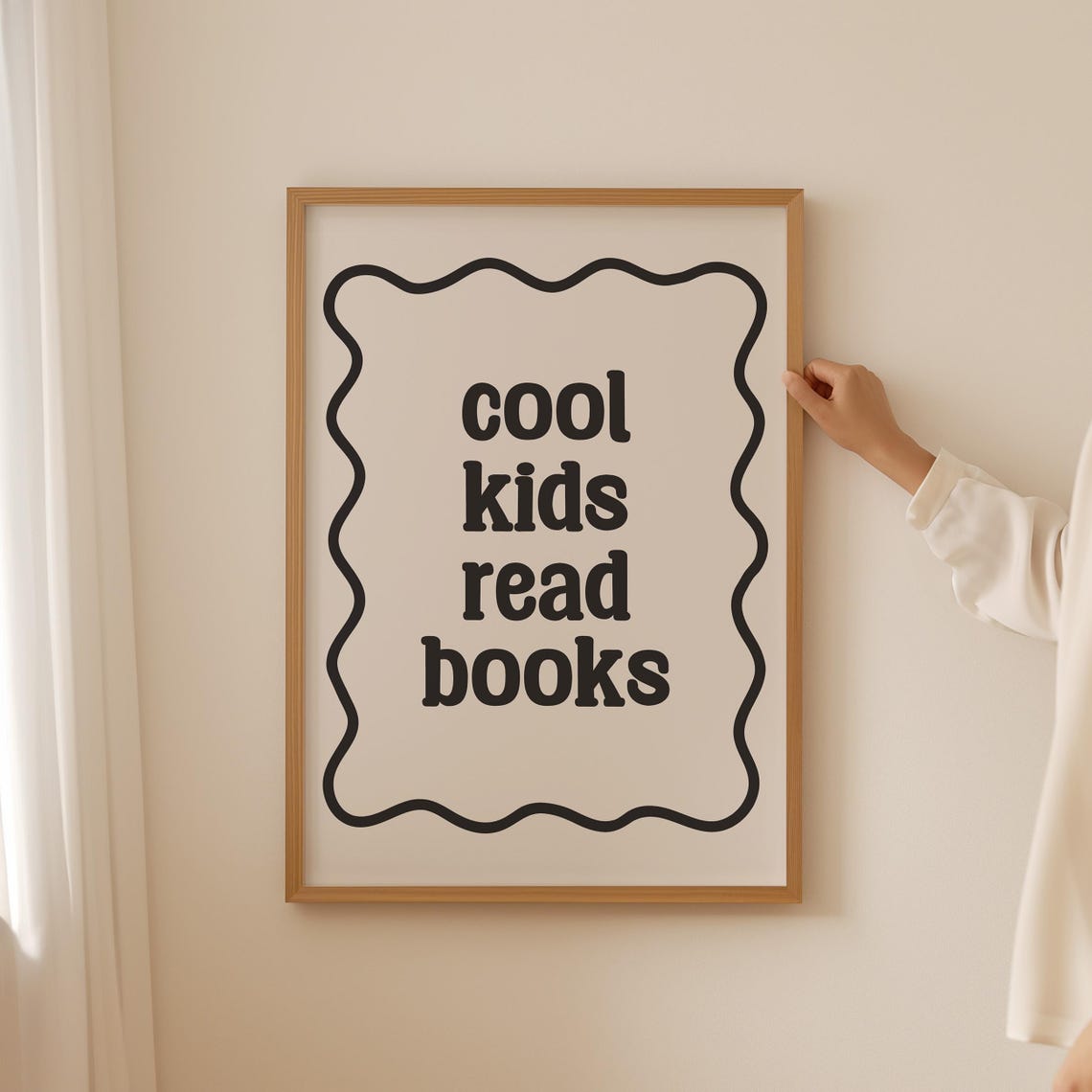Cool Kids Read Books Retro Wavy Border Reading Nook Wall Art - Image 2