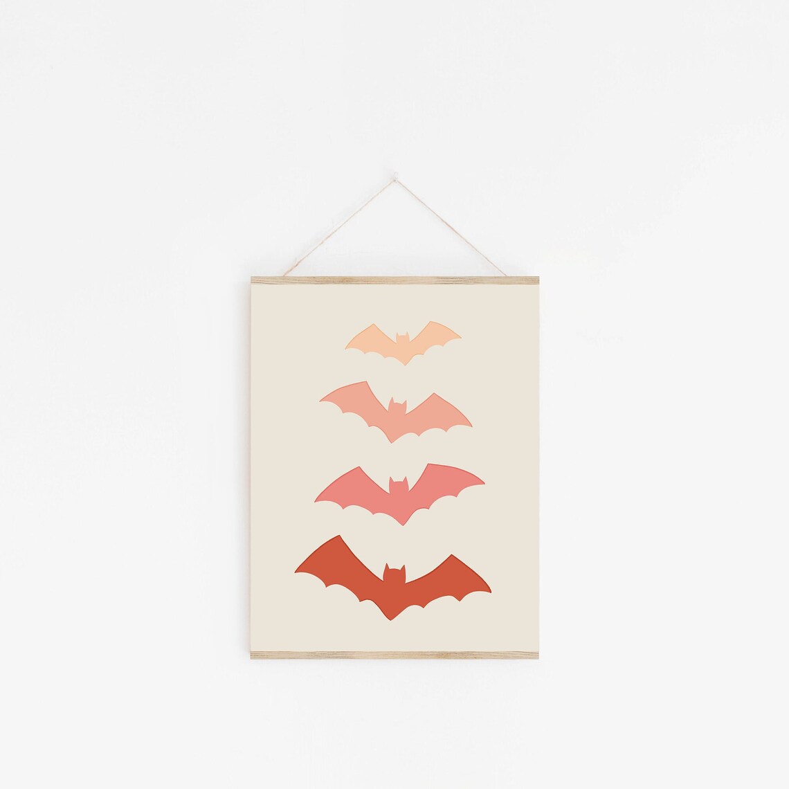 Four Ombre Bat Silhouettes in Warm Orange Tones Halloween Poster - Image 2