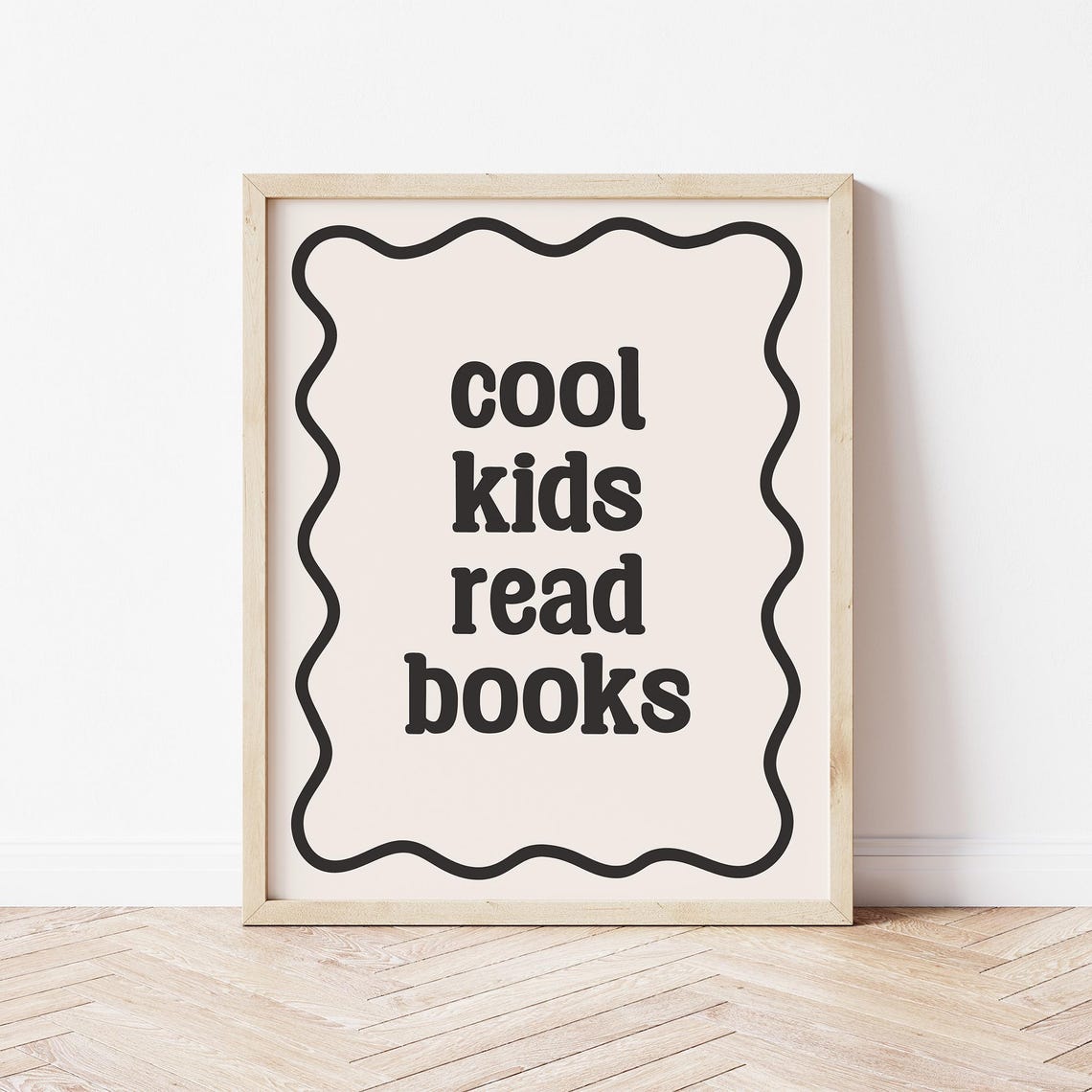Cool Kids Read Books Retro Wavy Border Reading Nook Wall Art - Image 3