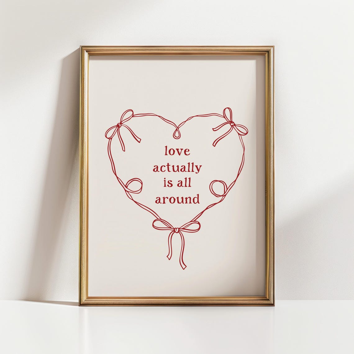 Love Actually Is All Around Ribbon Heart Romantic Quote Poster - Image 2
