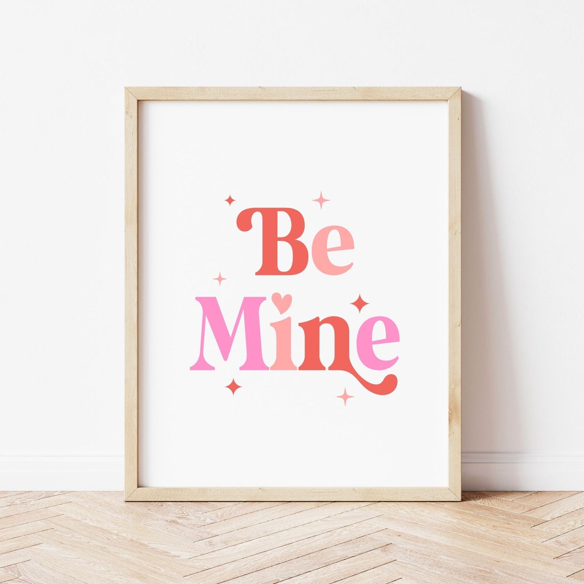 Be Mine Colorful Retro Typography Valentines Day Love Poster - Image 3