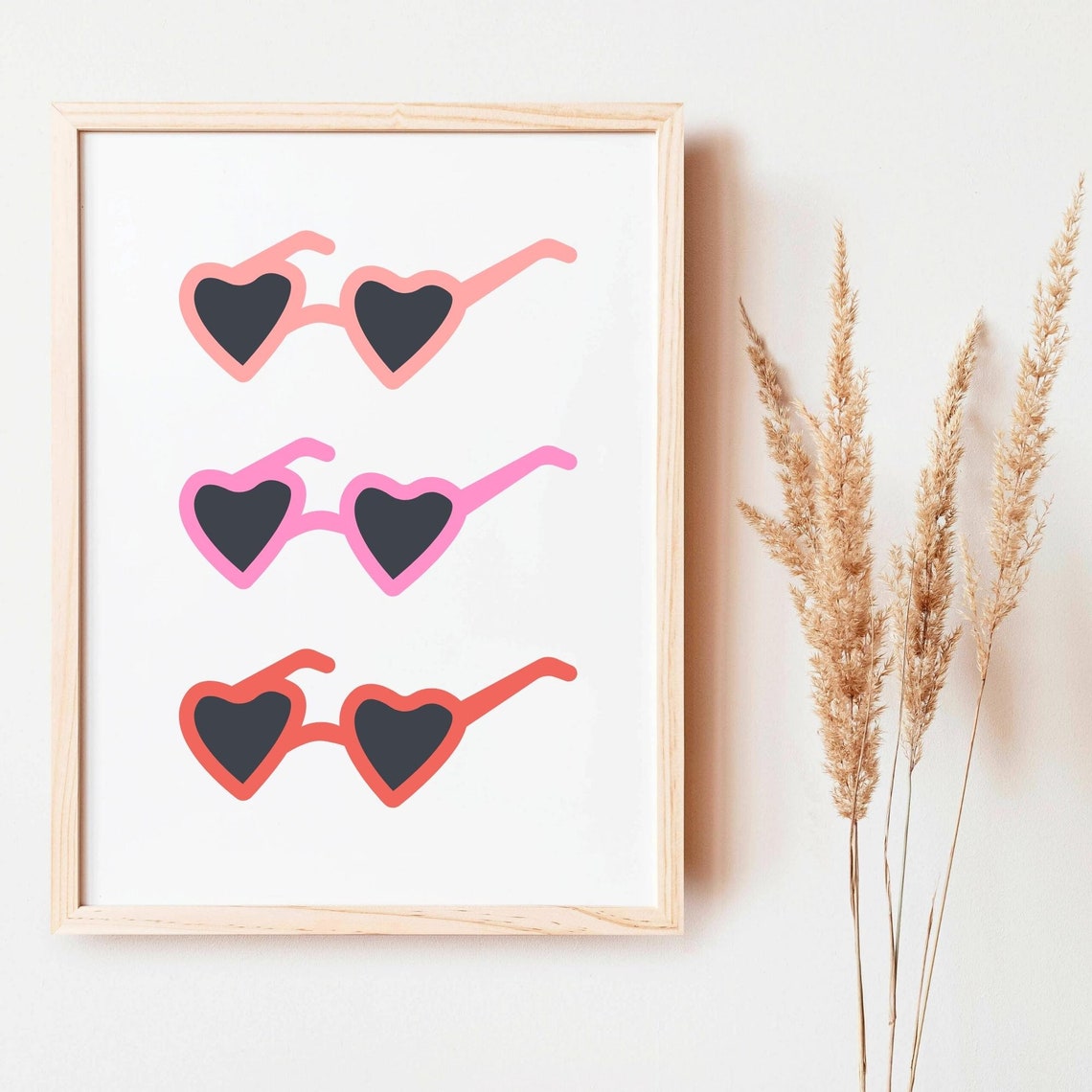 Heart Sunglasses Trio Valentines Day Pink Red Fun Playful Poster - Image 2