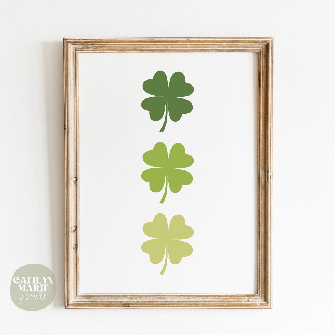 Green Shamrocks Trio Minimal Flat Design Irish Clover Art Poster - Image 3