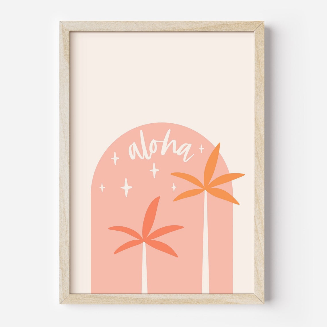 Aloha Script Pink Arch Orange Palms Sparkles Tropical Greeting Poster - Image 2