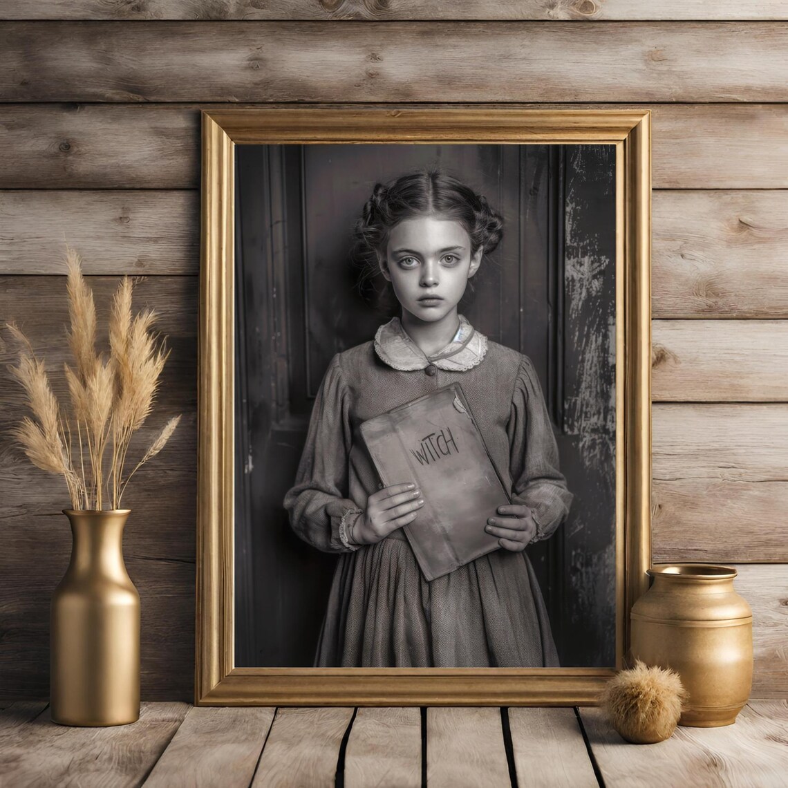 Vintage Gothic Witch Girl Photo Dark Academia Witchy Art Poster