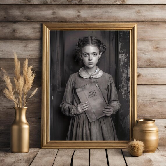 Vintage Gothic Witch Girl Photo Dark Academia Witchy Art Poster
