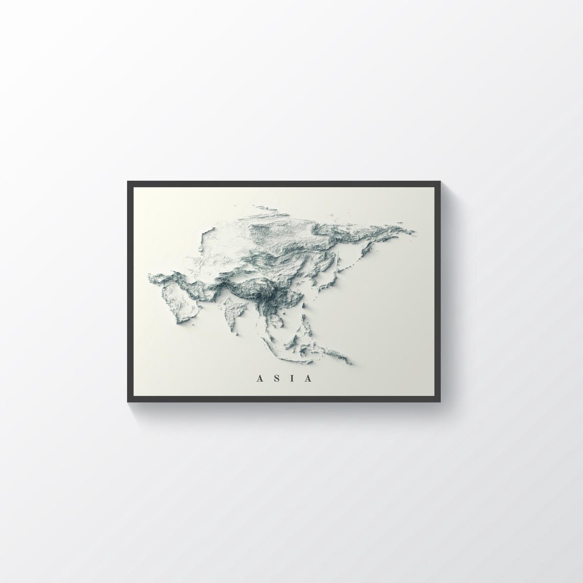 Asia Relief Map Minimalist White 3D Terrain Travel Wall Poster - Image 2
