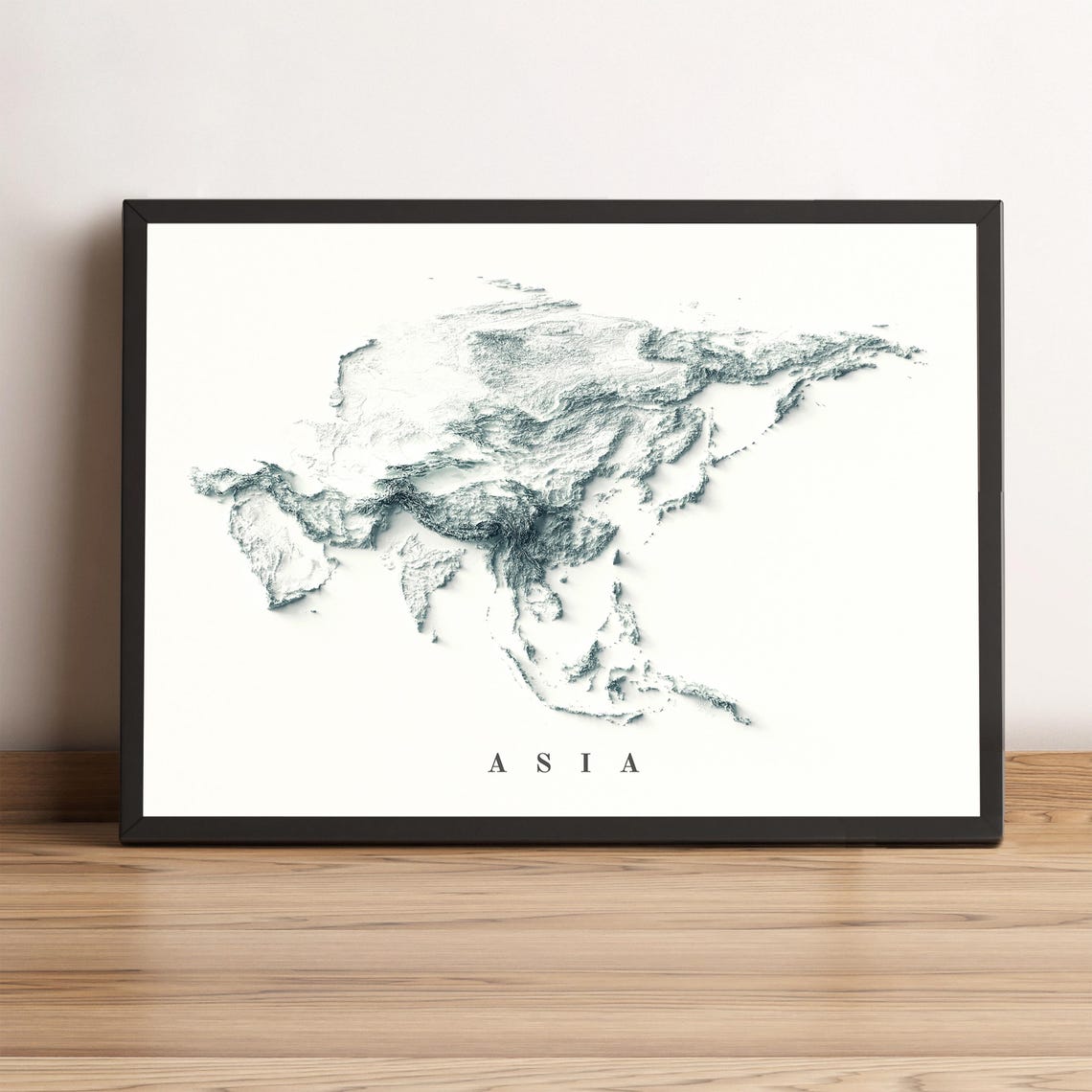 Asia Relief Map Minimalist White 3D Terrain Travel Wall Poster - Image 3
