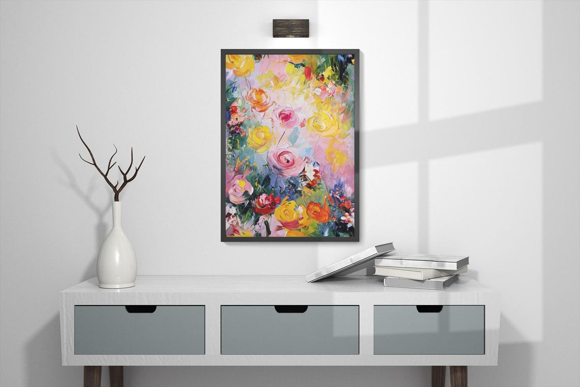 Abstract Floral, Colorful Impressionist Flower Art Print - Image 2