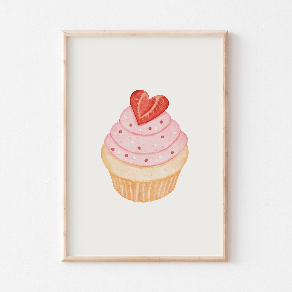 Pink Valentines Day Cupcake Watercolor Art Print