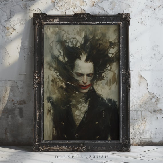 Dark Oil Painting Gothic Aesthetics Artful Wall Art Arts Printables Unique Goth Decoration Victorian Dcor