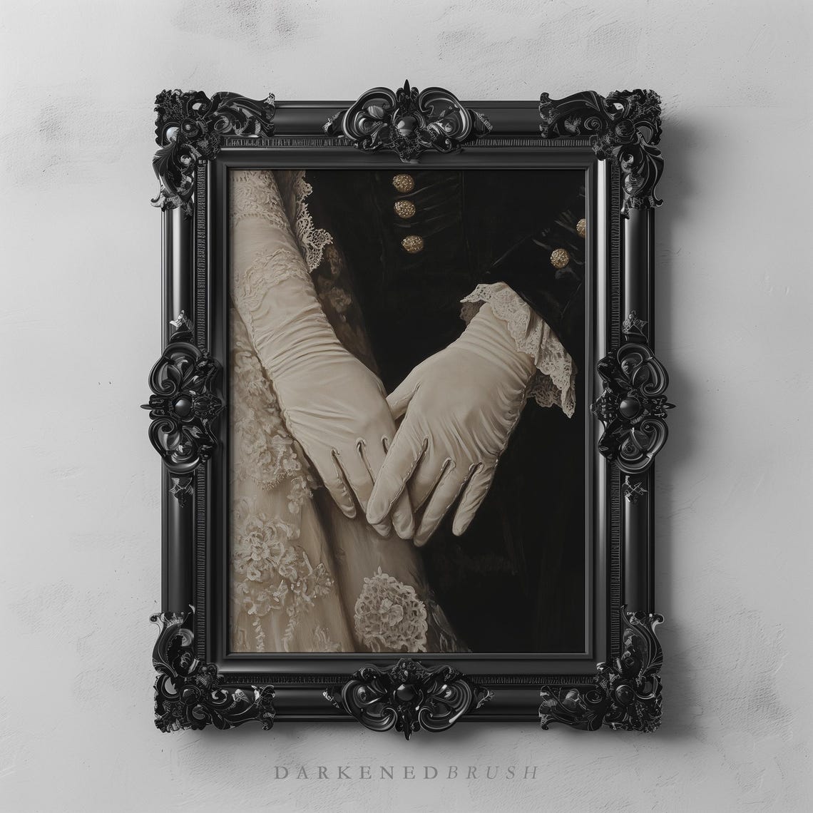 Victorian Gloved Hands Ivory Lace Romantic Sepia Oil Painting Poster