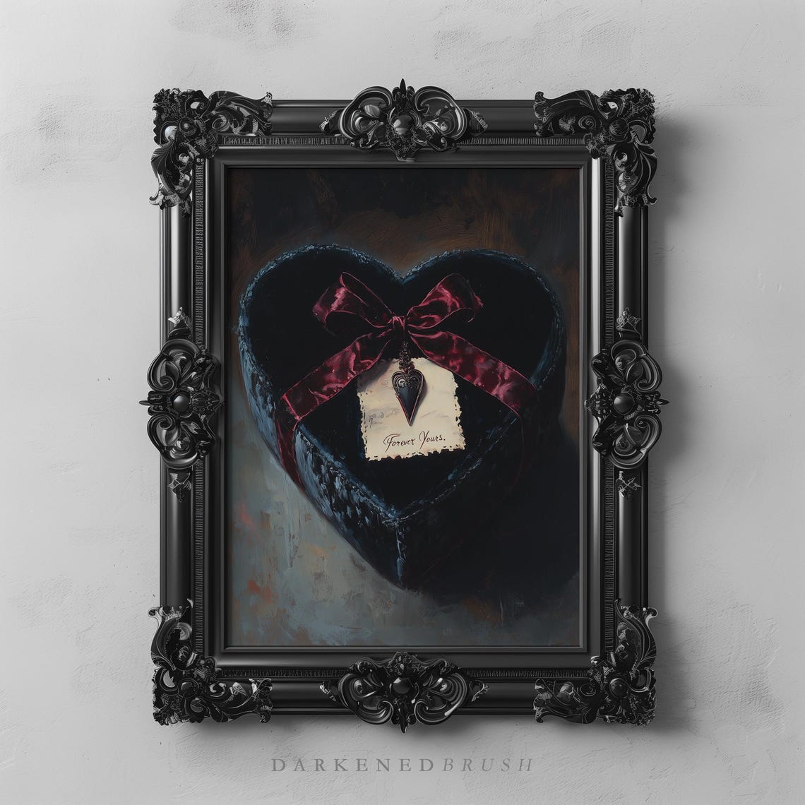 Gothic Black Heart Gift Box Forever Yours Tag Dark Romance Poster