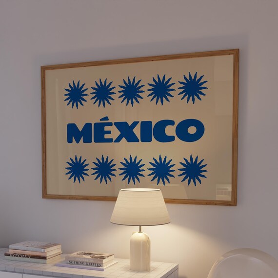 Retro Mexico Typography Art Print, Mexican Wall Art
