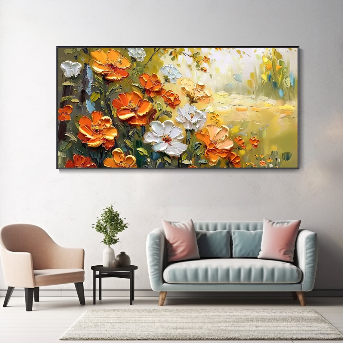 Spring Flowers Oil Painting, Modern Floral Art Print - Image 2