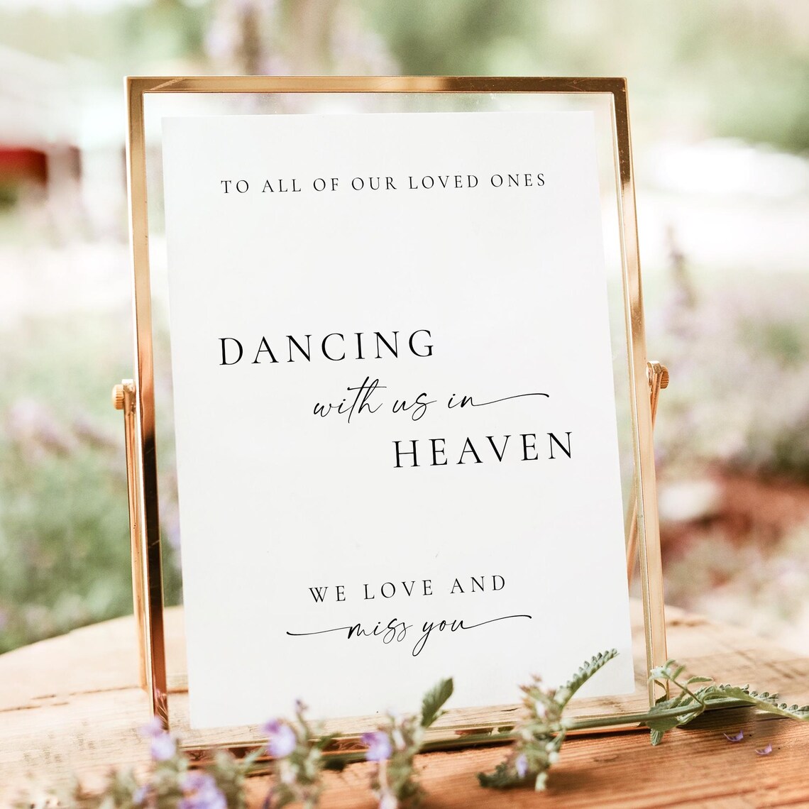 Dancing in Heaven Wedding Memorial Sign Minimalist Printable Poster