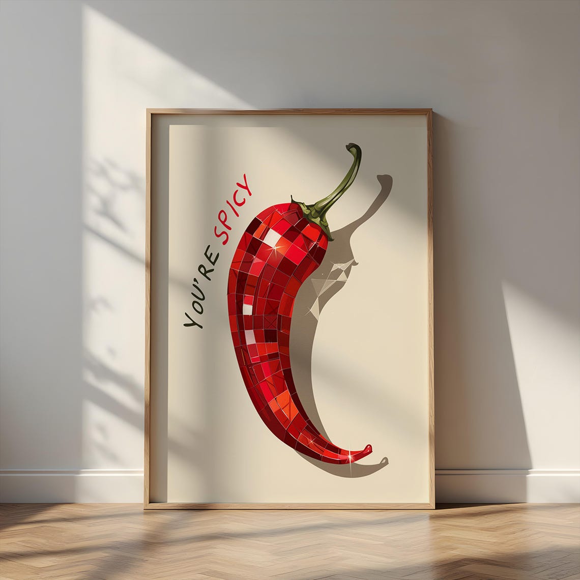 Disco Ball Chilli Pepper Art Print Spicy Kitchen Poster