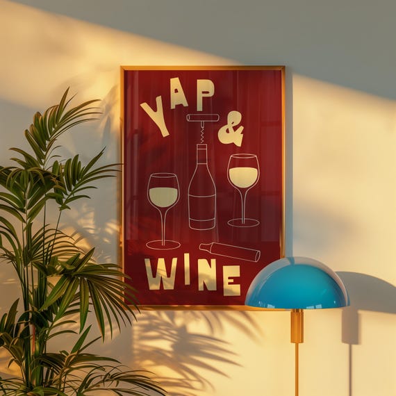 Funny Wine Art Print Modern Kitchen Bar Decor
