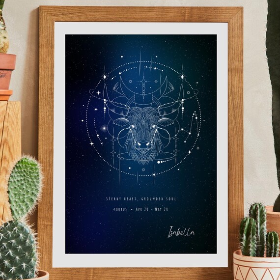 Custom Taurus Zodiac Constellation Art Personalized Astrology Gift