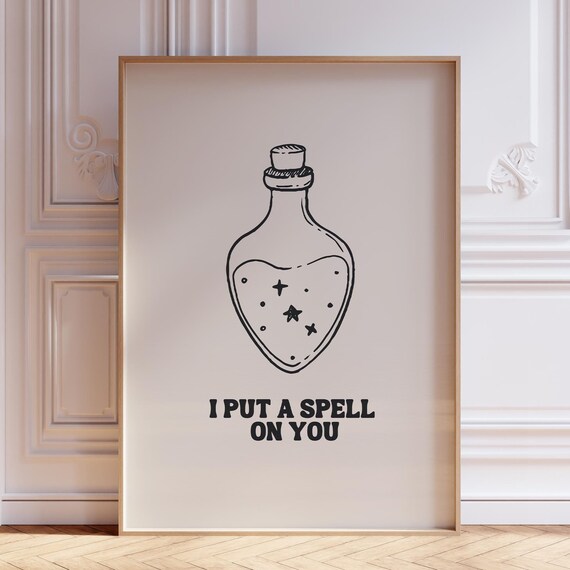 I Put A Spell On You Witch Potion Bottle Black Cream Halloween Poster