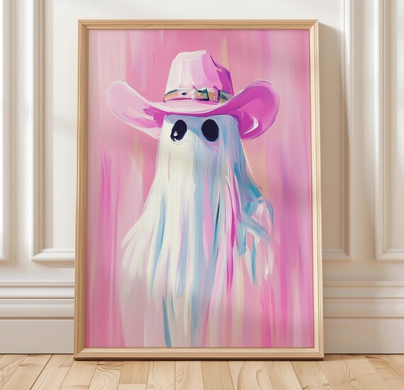 Cowgirl Wall Art, Pink Western Halloween Poster
