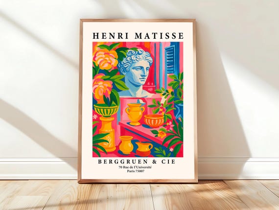 Greek Mythology Decor Matisse Wall Art Pink Maximalist Print Mid Century Poster Dopamine