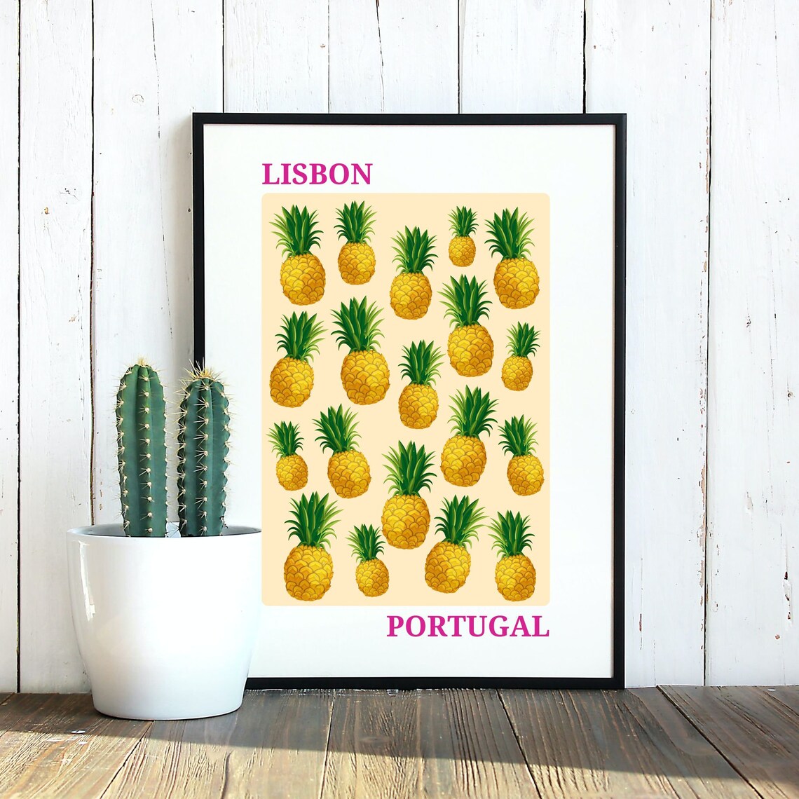 Lisbon Pineapple Travel Poster, Portugal Decor - Image 2