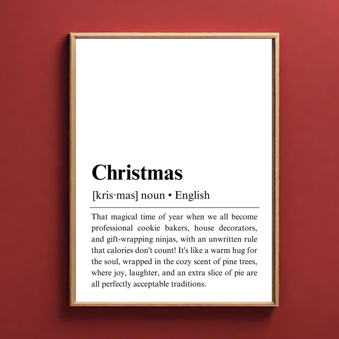 Christmas Definition Sign, Modern Xmas Wall Decor