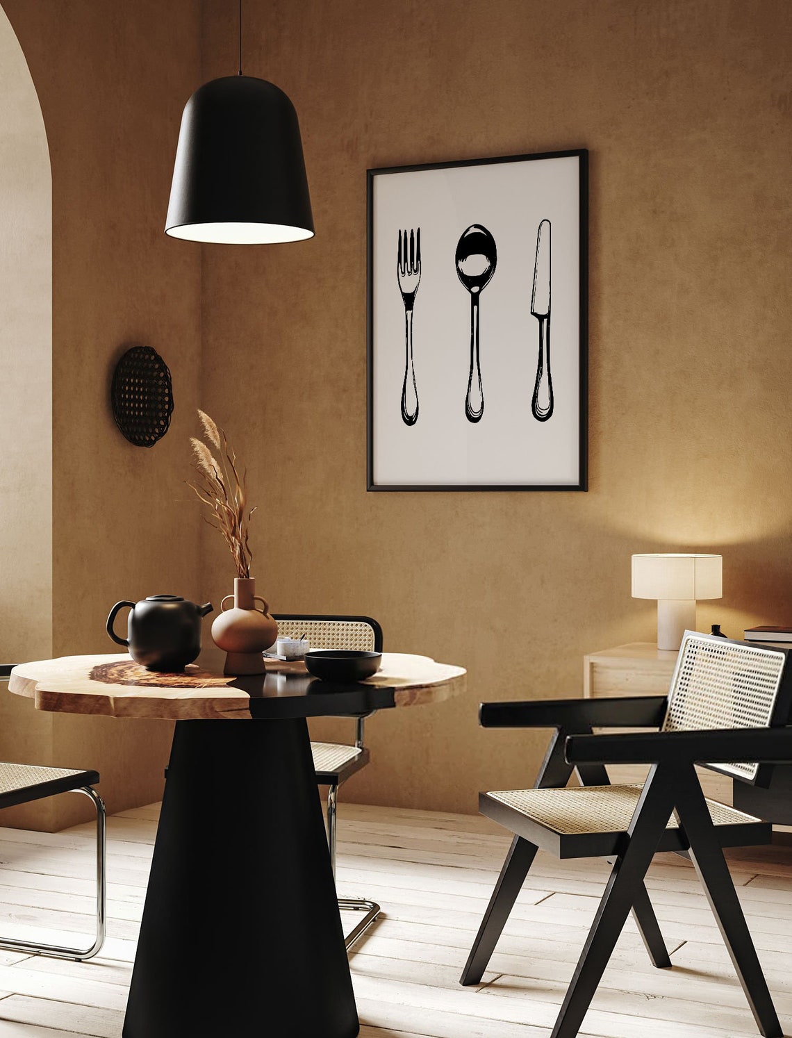 Fork Spoon Knife Elegant Modern Minimalist Line Art Kitchen Poster - Image 3