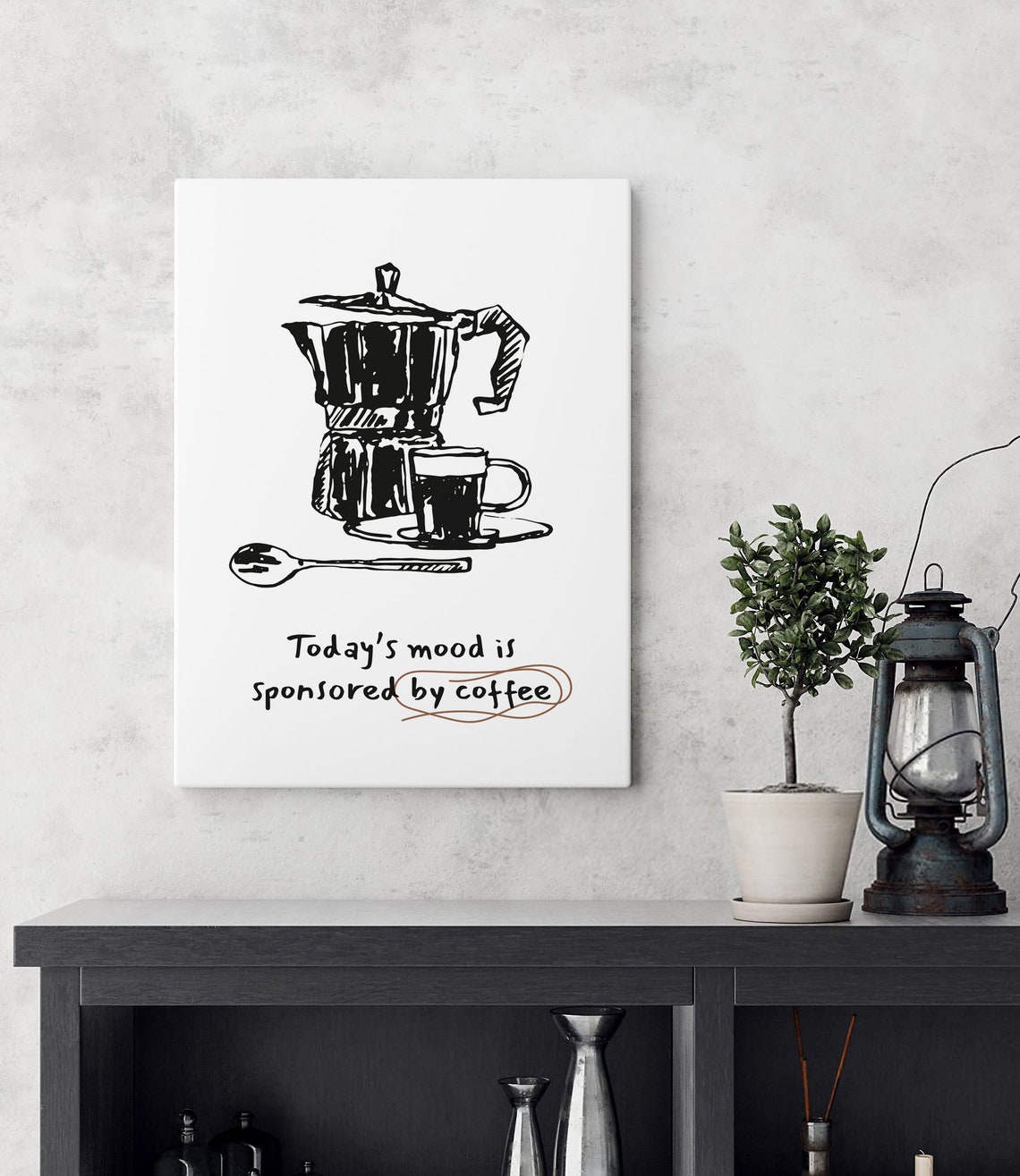 Today's Mood Sponsored by Coffee Retro Moka Pot Kitchen Poster - Image 3