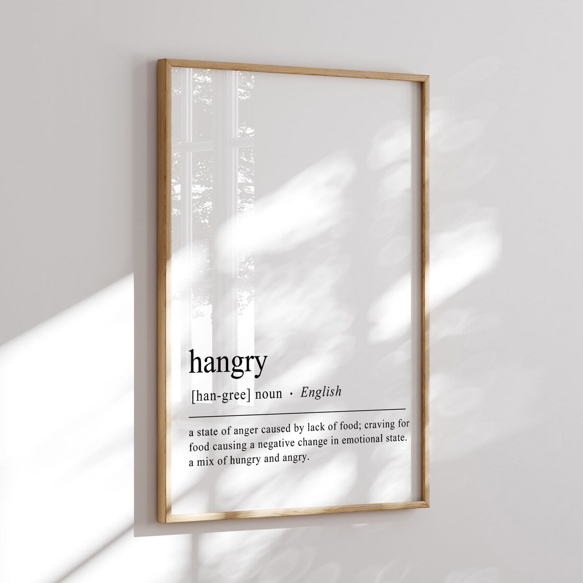 Hangry Definition Print Funny Kitchen Wall Art Minimalist Aesthetic Wall Decor Dining Room Decor Wall Art - Image 3