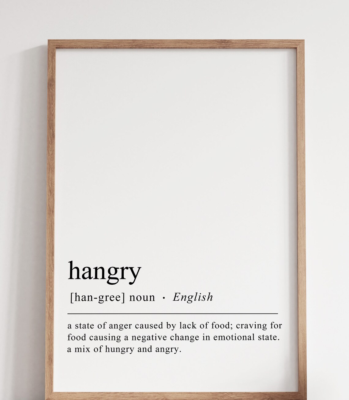 Hangry Definition Print Funny Kitchen Wall Art Minimalist Aesthetic Wall Decor Dining Room Decor Wall Art - Image 2