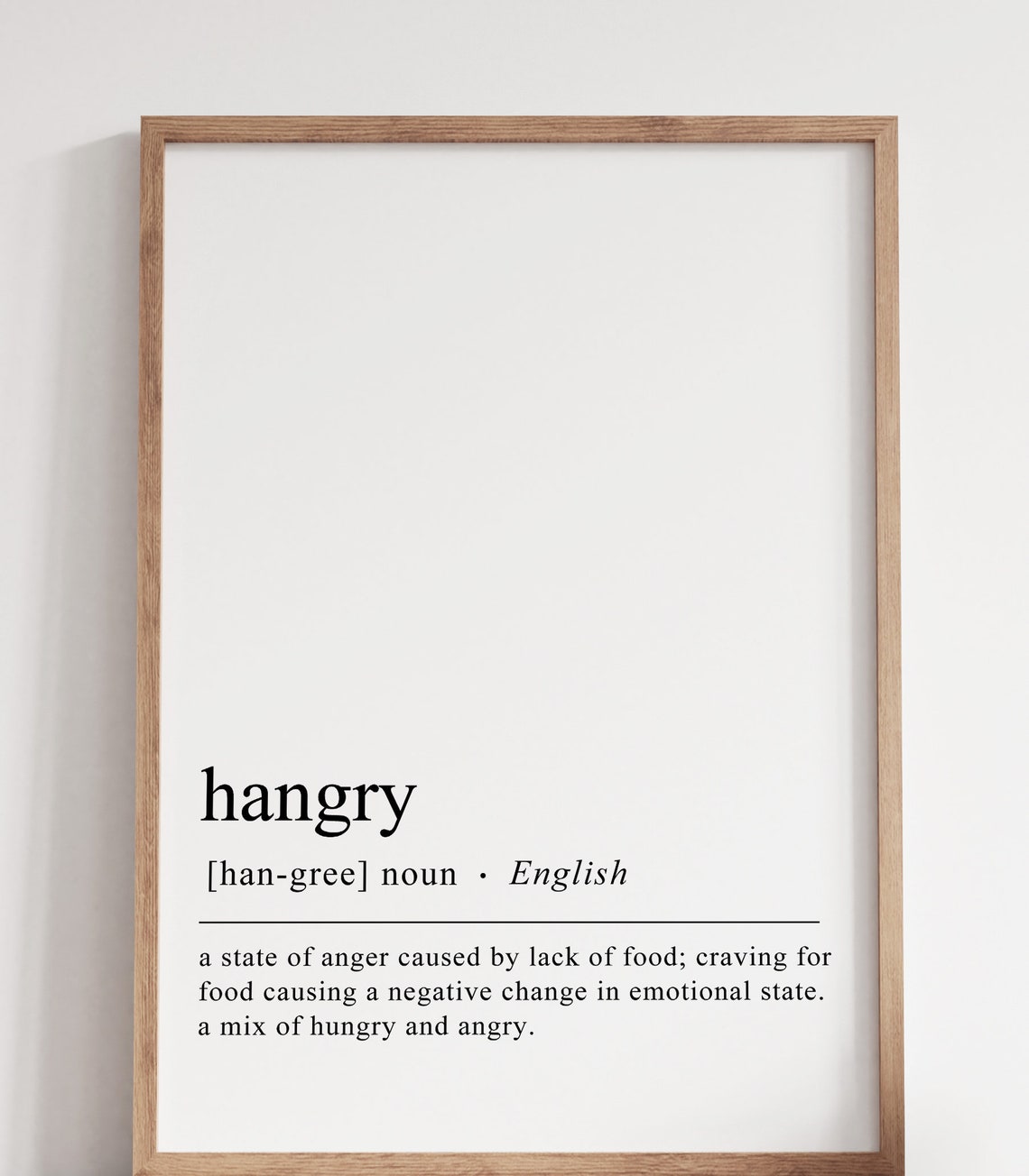 Hangry Dictionary Definition Funny Kitchen Food Lover Humor Poster - Image 2