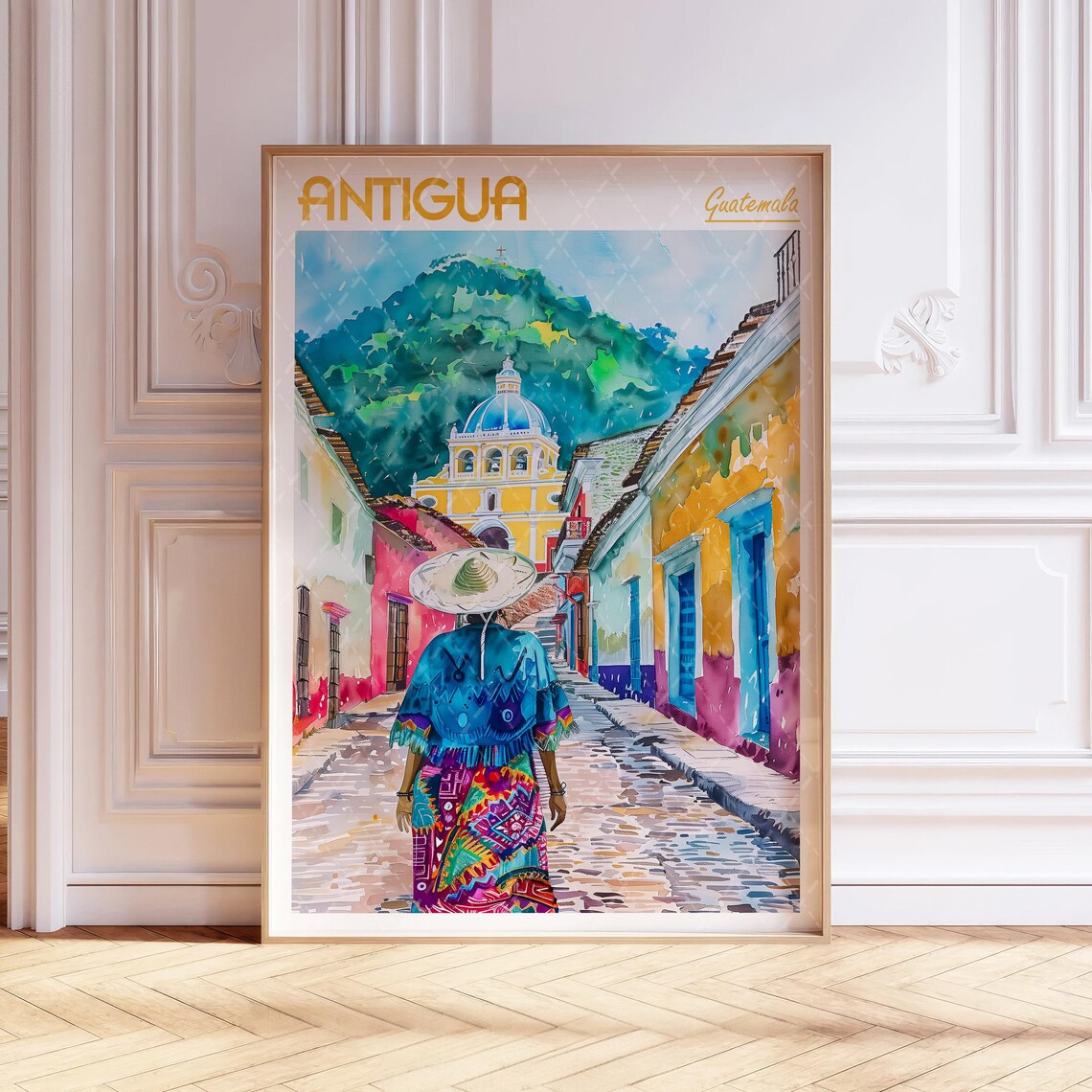 Antigua Watercolor Poster, Guatemala Travel Poster