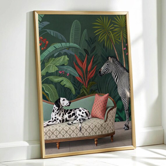 Whimsical Jungle Dalmatian Zebra Maximalist Poster