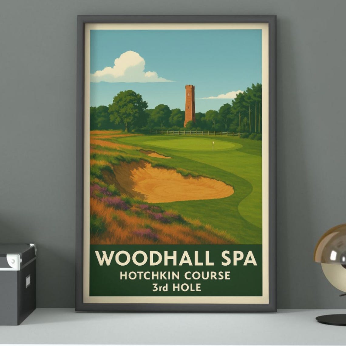 Woodhall Spa Hotchkin Course 3rd Hole Vintage Golf Travel Poster