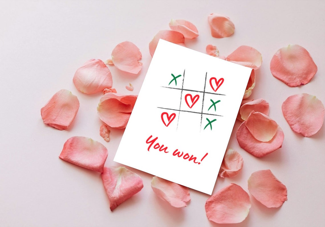 You Won Tic Tac Toe Hearts Love Game Romantic Valentine Wall Art - Image 3