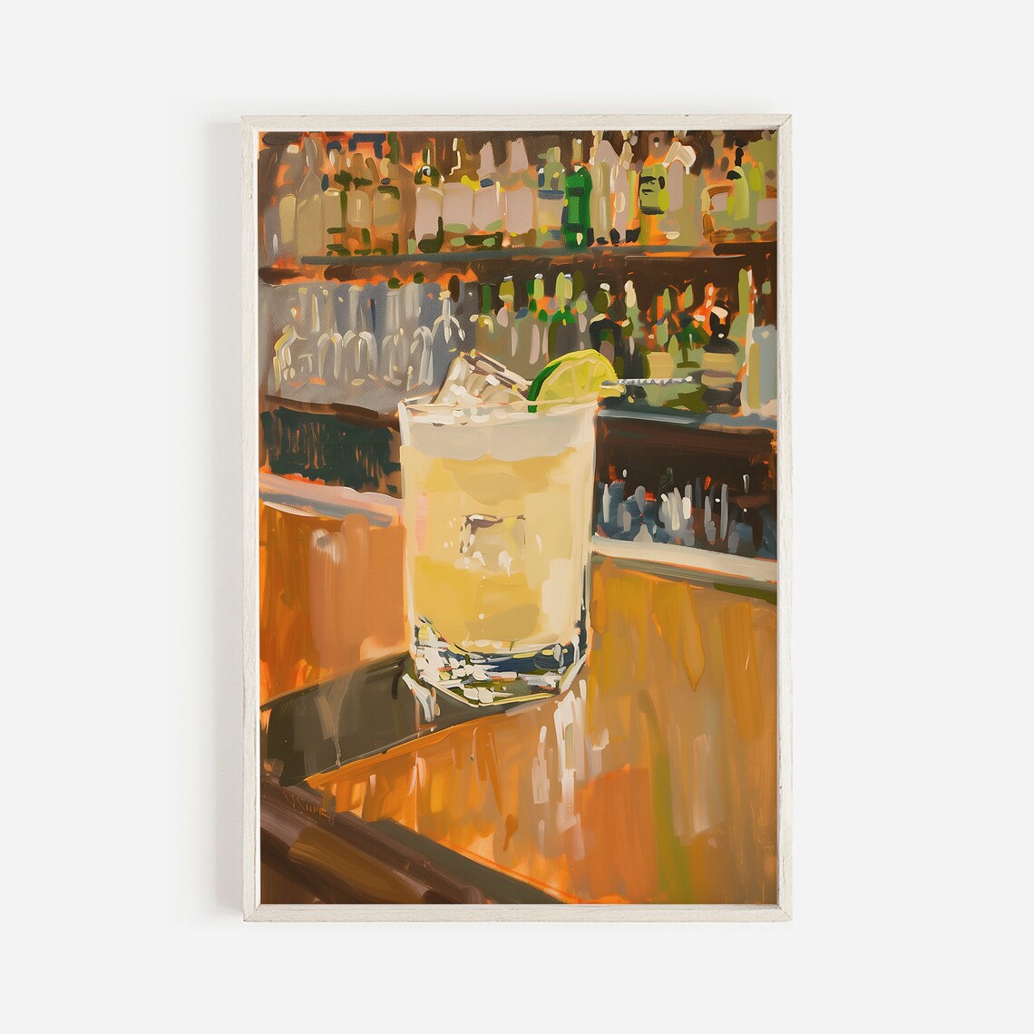 Whiskey Sour Vintage Cocktail Art Print, Bar Cart Decor