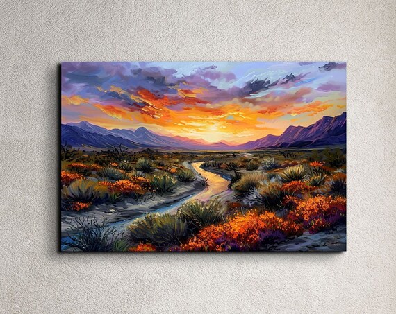 Southwestern Desert Rio Grande Ready To Hang Wall Art Print Retro Wall Art Colorful Wall Art