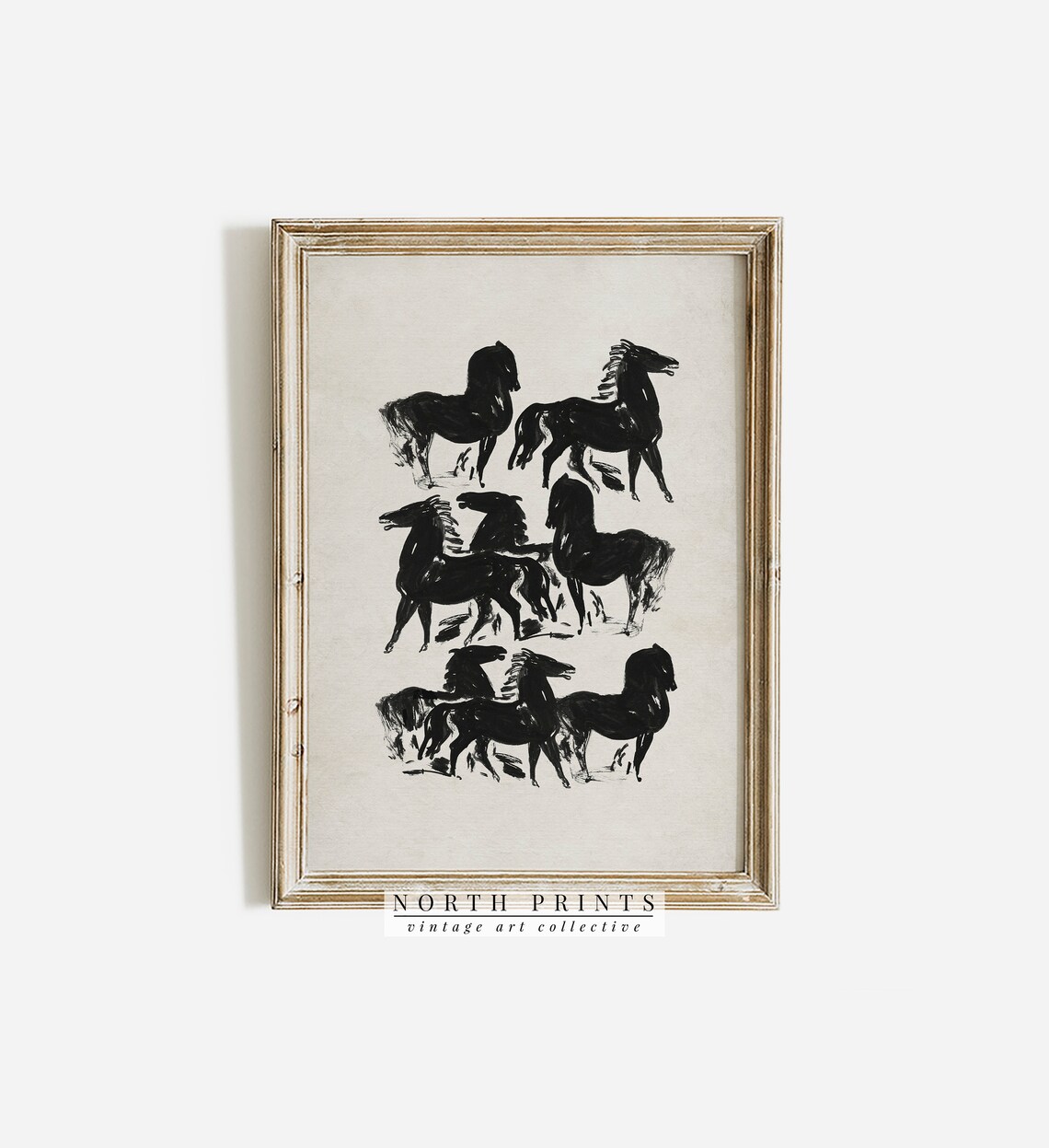 Abstract Horses Vintage Art Print, Industrial Modern Decor - Image 2