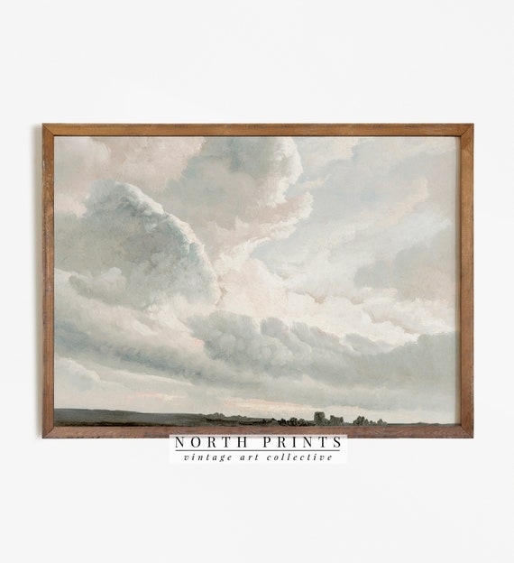 Cloud Oil Painting, French Countryside Nursery Art Print