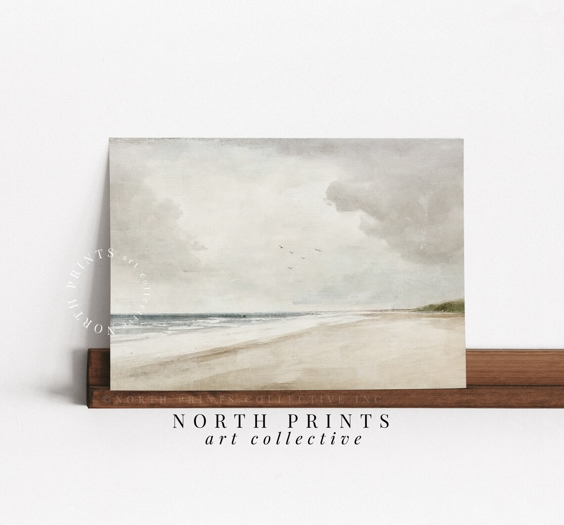 Muted Coastal Beach Neutral Painting Art Print - Image 4