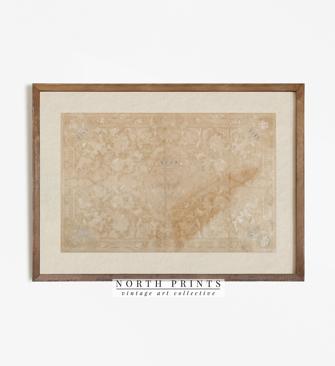Antique Tapestry Neutral Horizontal Textile Art Print