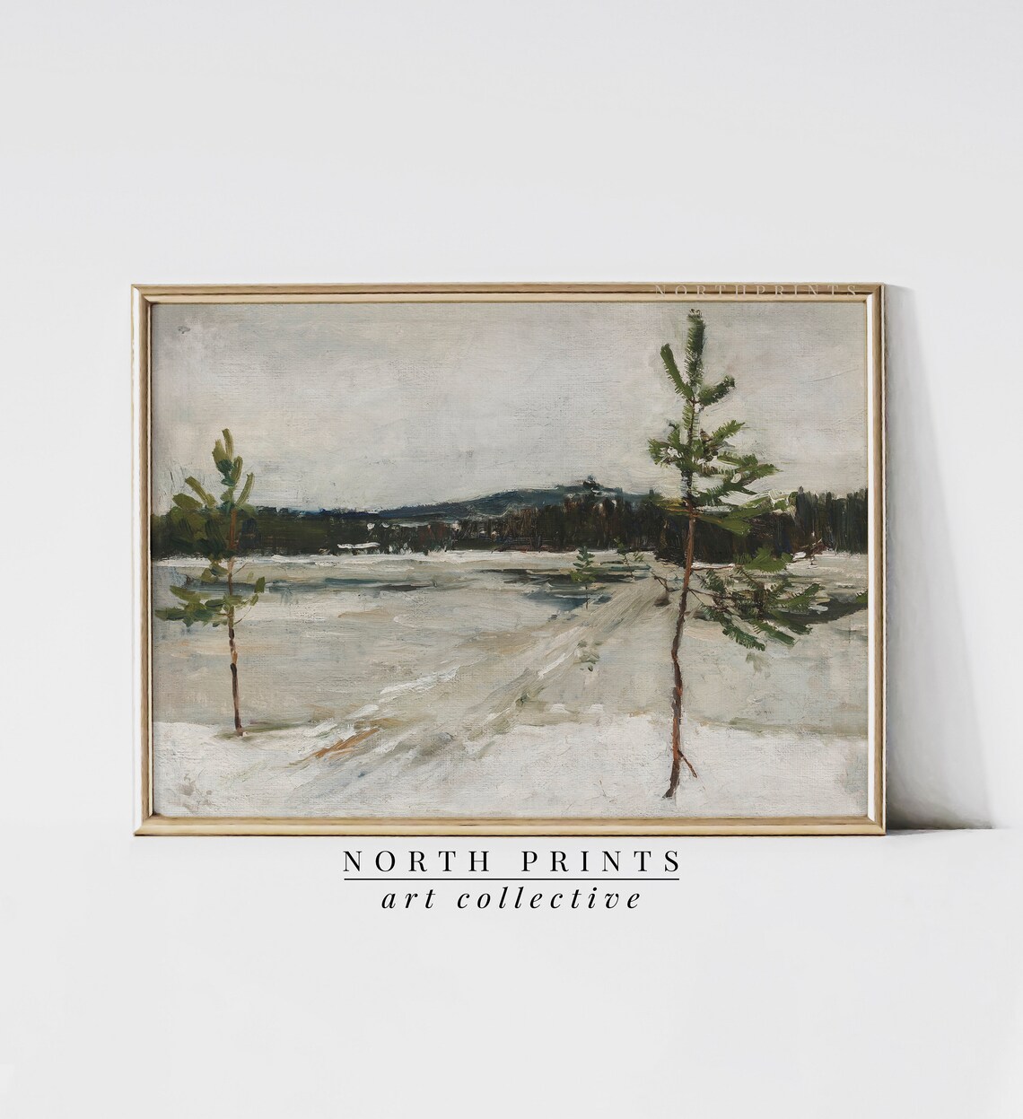 Rustic Winter Landscape Art Print, Moody Holiday Decor - Image 2