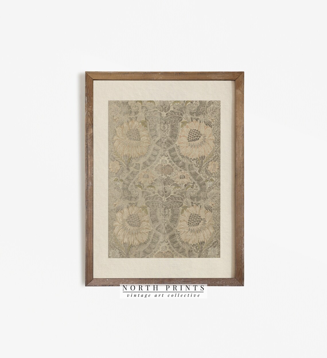 Neutral Tapestry Wall Art, Vintage Textile Prints
