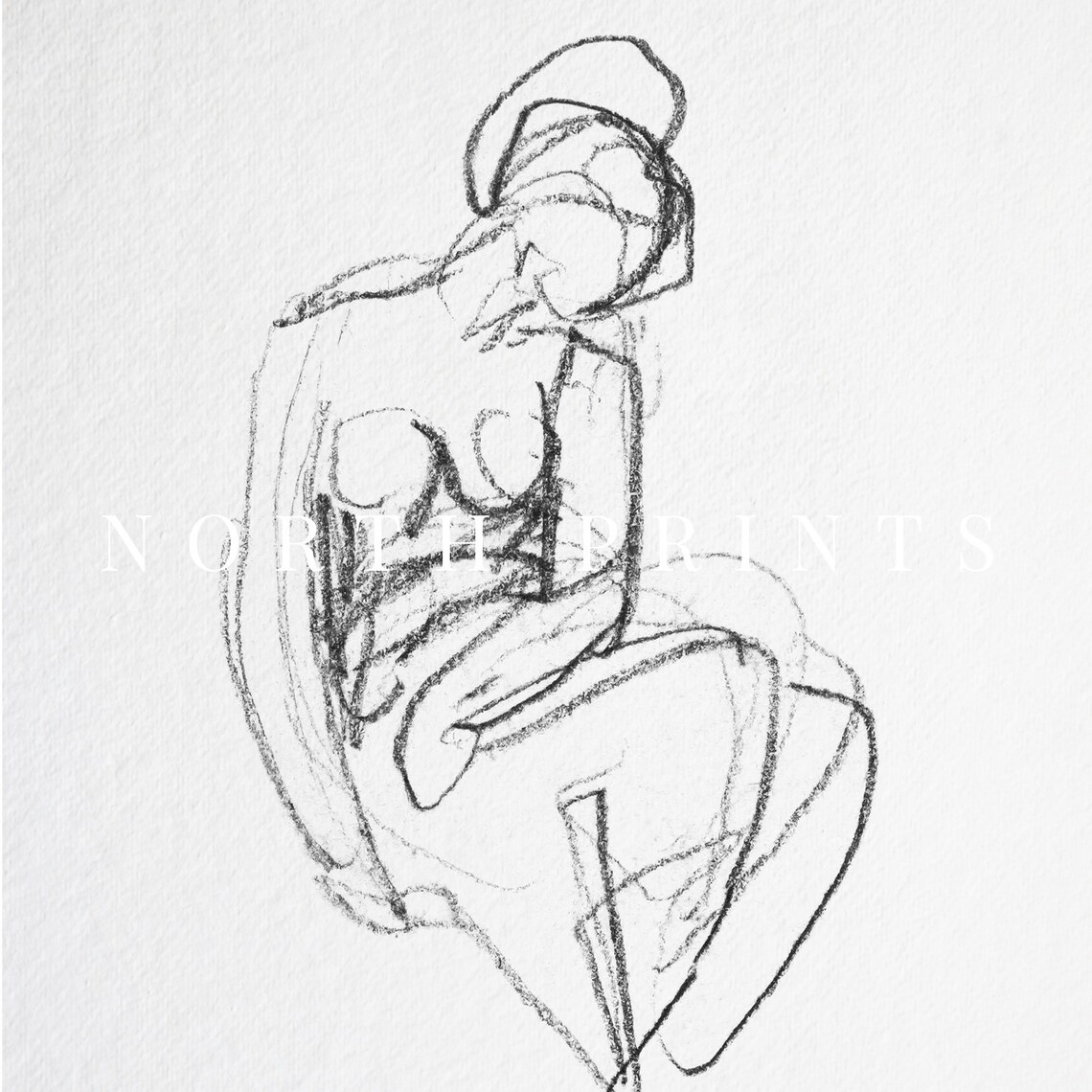 Vintage Minimalist Sketch Woman Art Print - Image 3