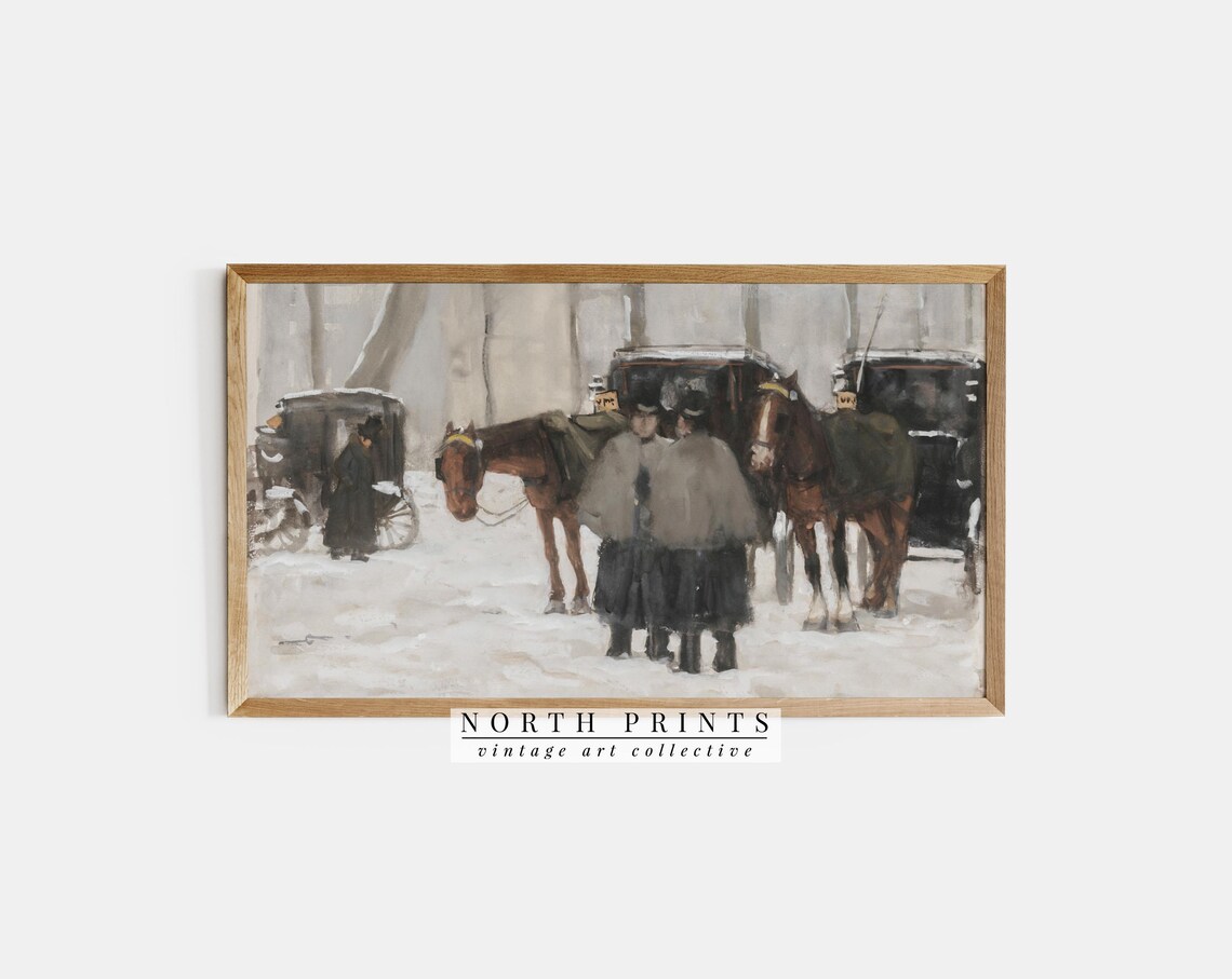 Vintage Winter Christmas Farmhouse Art Print