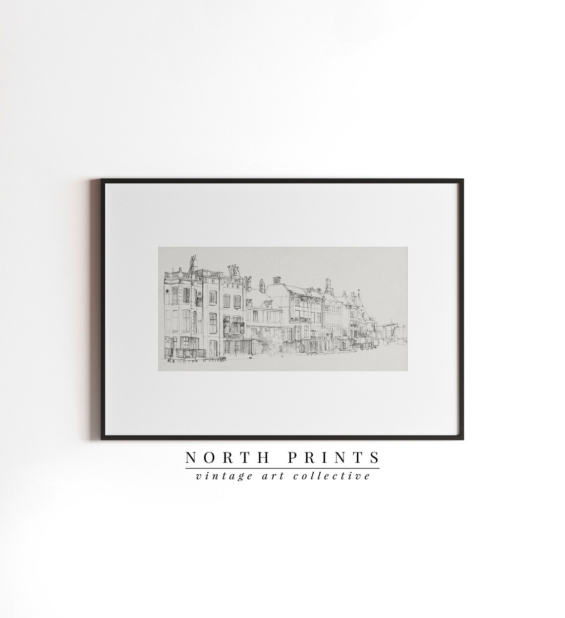 Neutral Vintage Cityscape Sketch Art Print, Minimalist - Image 4
