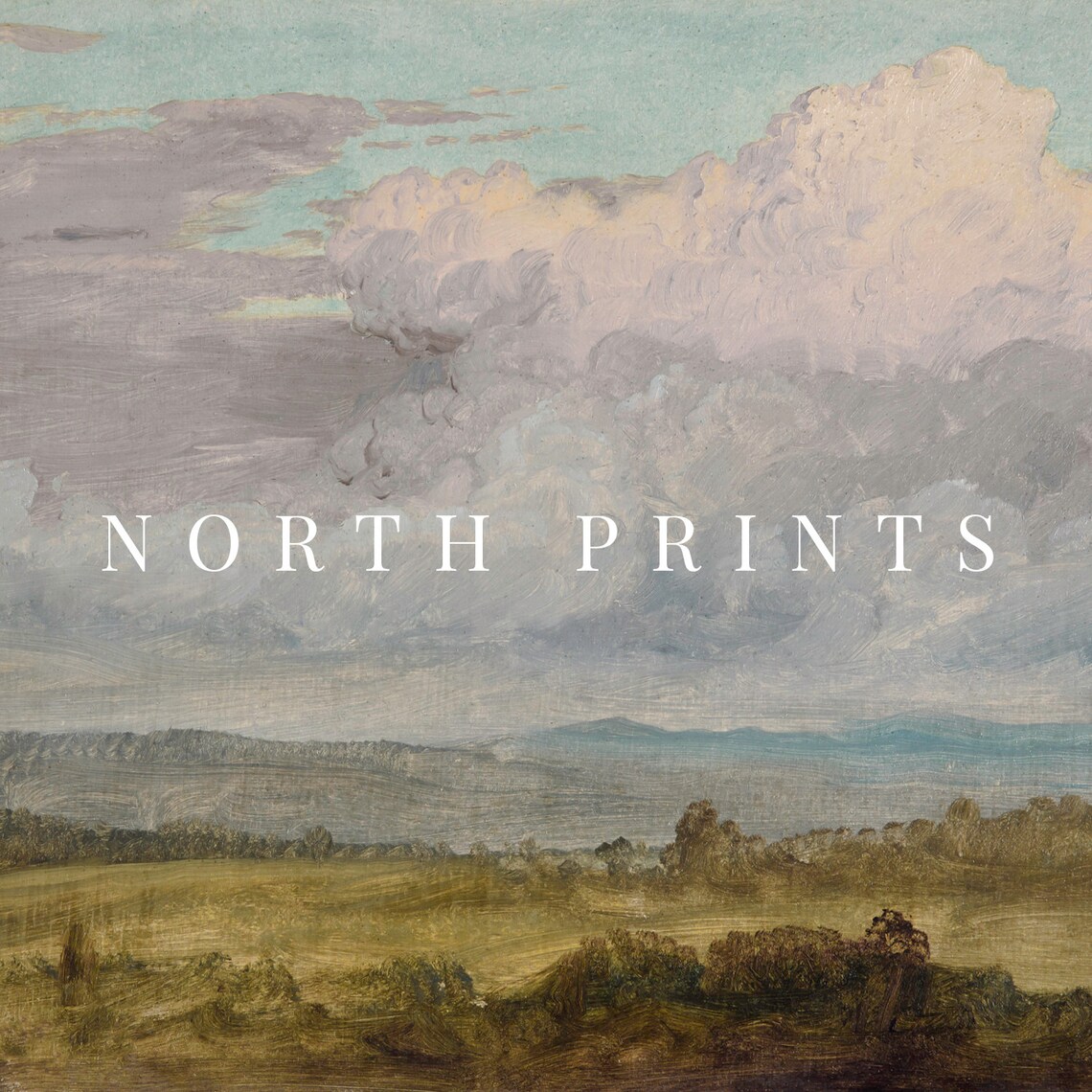 Vintage French Landscape Art Print, Antique Country Clouds - Image 3